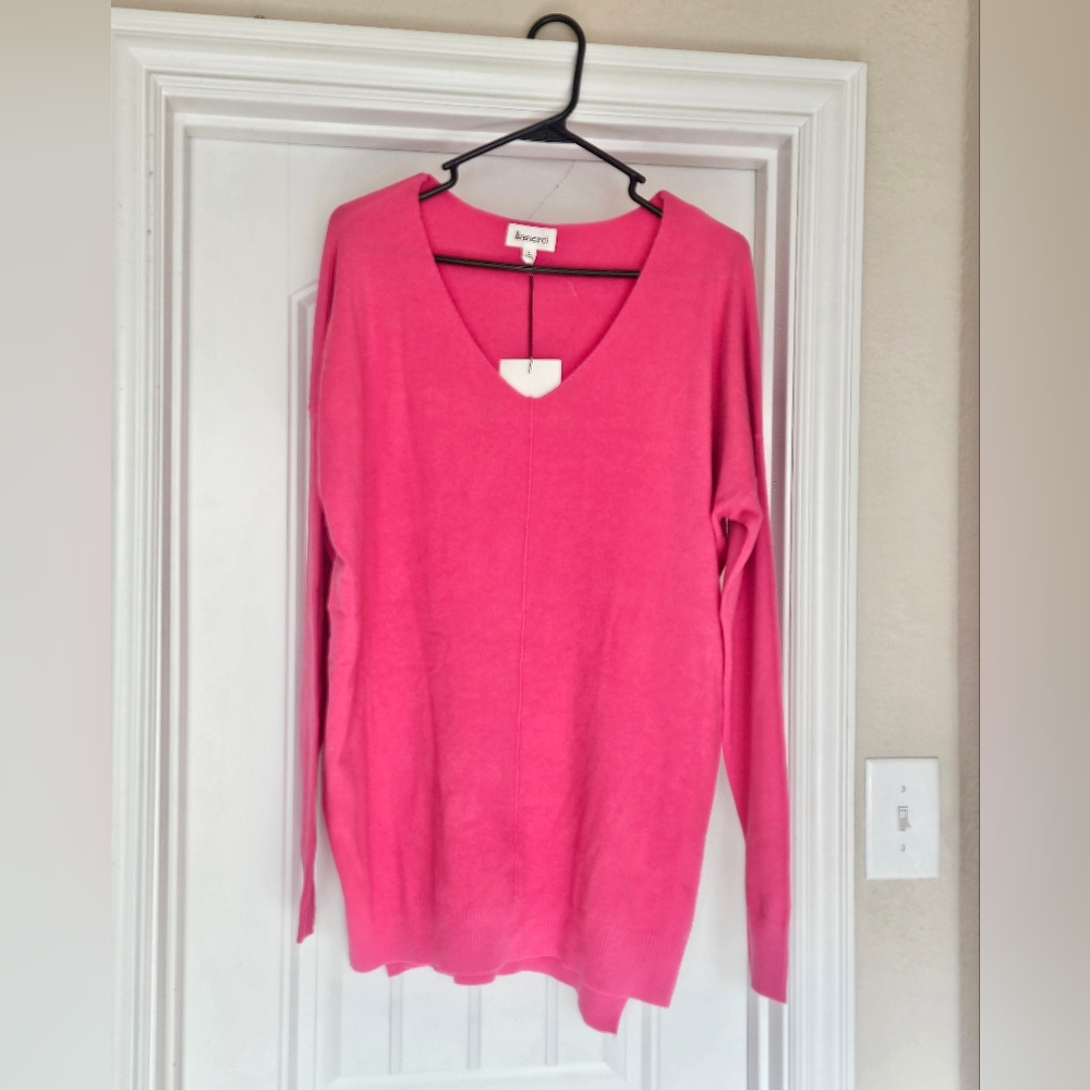 Oversized Pink V Neck Sweater